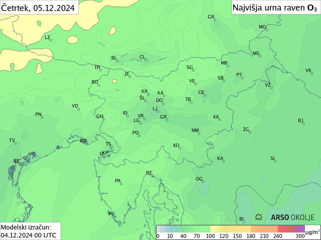 Napoved ozona - slika jutri